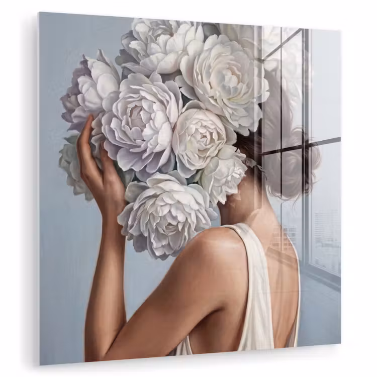 Bloemen - Vrouw - Wit plexiglas 5mm klein -zzzproduct_nieuw