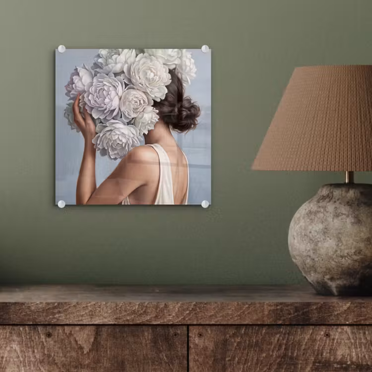 Bloemen - Vrouw - Wit plexiglas 5mm klein -sfeer3