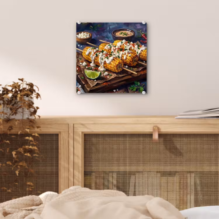 Eten - Maïs - Saus - Geschilderd - Geel plexiglas 5mm klein -sfeer4