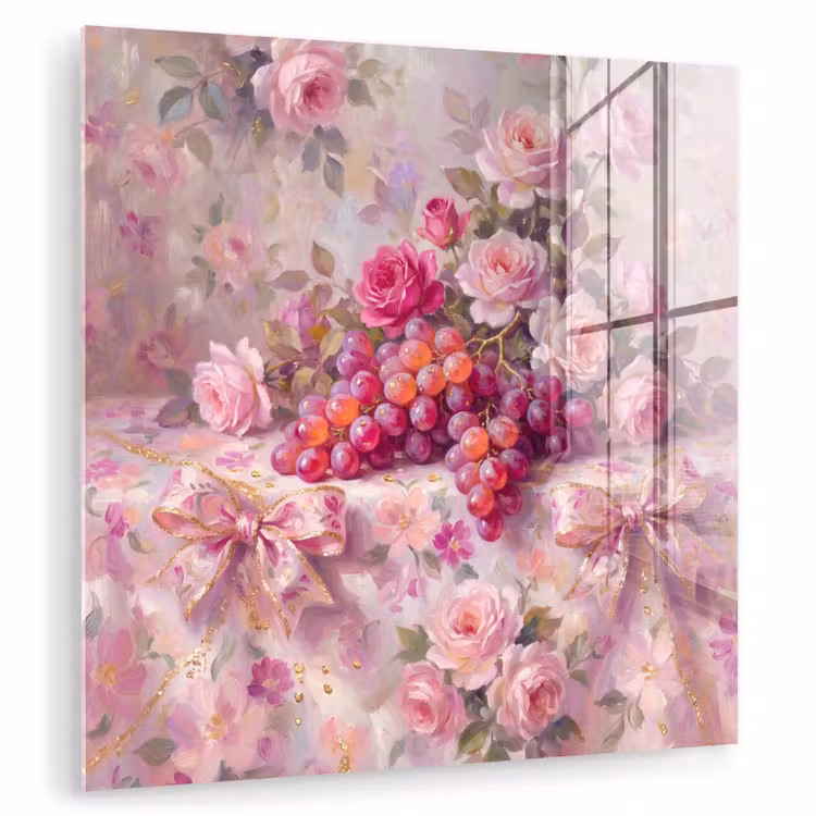 Eten - Bloemen - Stilleven - Roze - Goud plexiglas 5mm klein -zzzproduct_nieuw