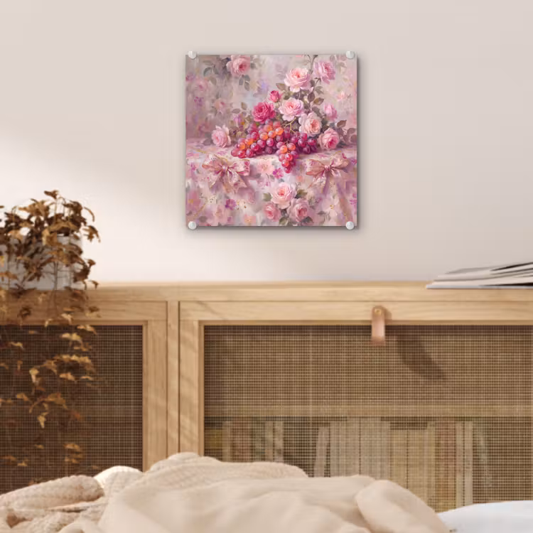 Eten - Bloemen - Stilleven - Roze - Goud plexiglas 5mm klein -sfeer4