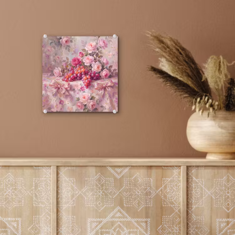 Eten - Bloemen - Stilleven - Roze - Goud plexiglas 5mm klein -sfeer5