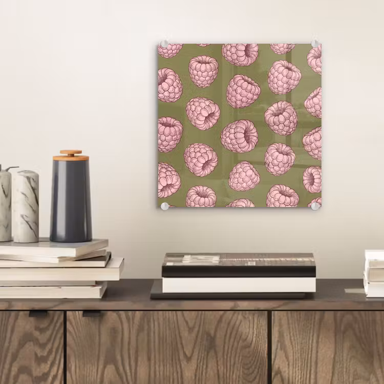 Eten - Patroon - Illustratie - Roze - Groen plexiglas 5mm klein -sfeer1