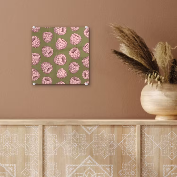 Eten - Patroon - Illustratie - Roze - Groen plexiglas 5mm klein -sfeer5