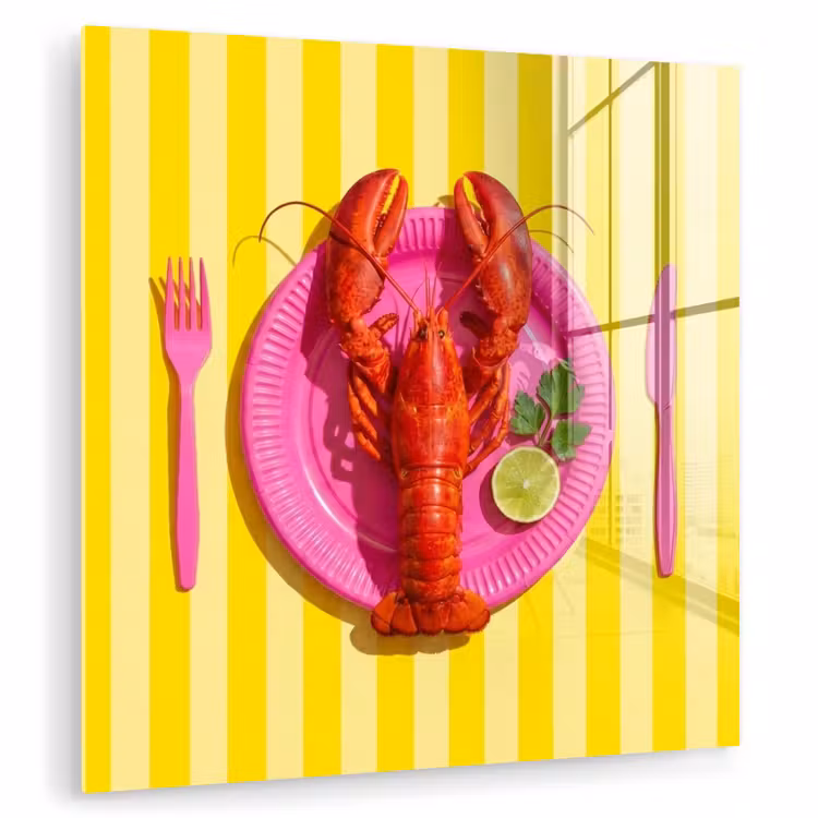 Eten - Roze - Geel - Modern - Culinaire plexiglas 5mm klein -zzzproduct_nieuw