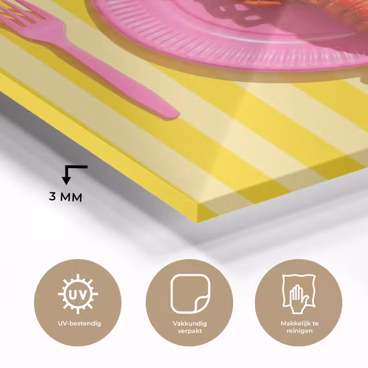 Eten - Roze - Geel - Modern - Culinaire plexiglas 5mm klein -sfeer2