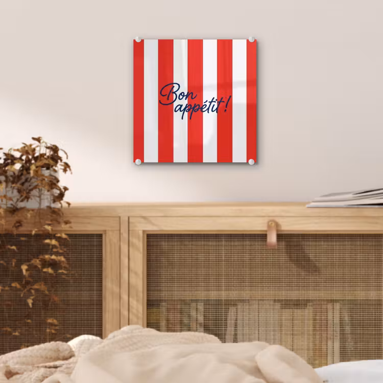 Eten - Spreuk - Keuken - Grafisch - Rood-Wit plexiglas 5mm klein -sfeer4