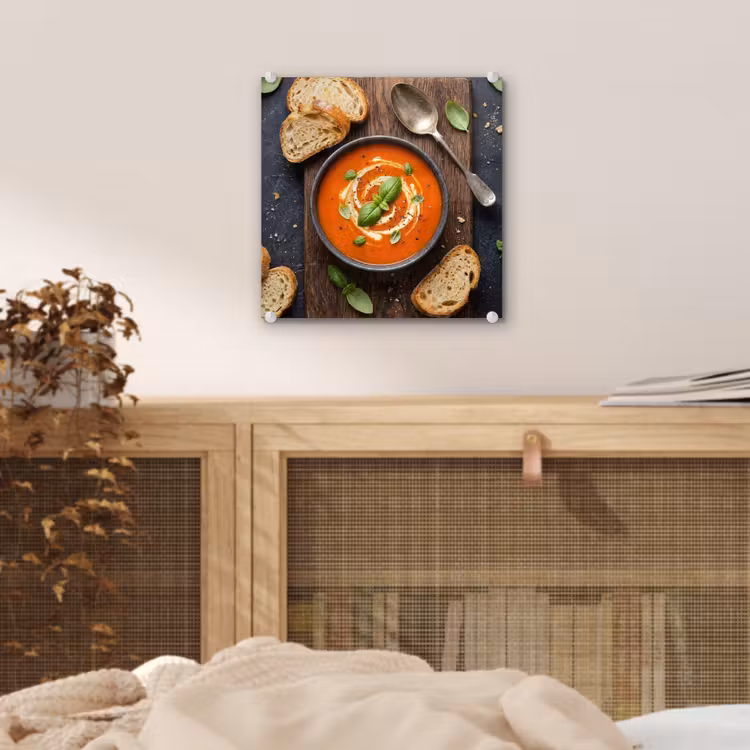 Eten - Soep - Basilicum - Rustiek - Rood plexiglas 5mm klein -sfeer4