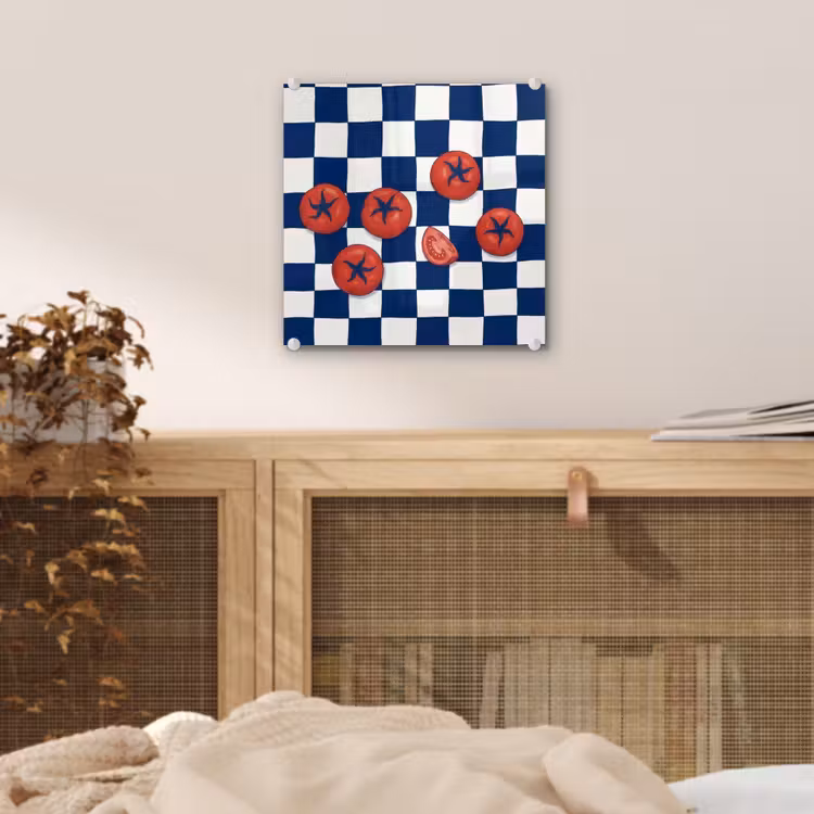Eten - Tomaten - Keuken - Illustratie - Rood-Blauw plexiglas 5mm klein -sfeer4