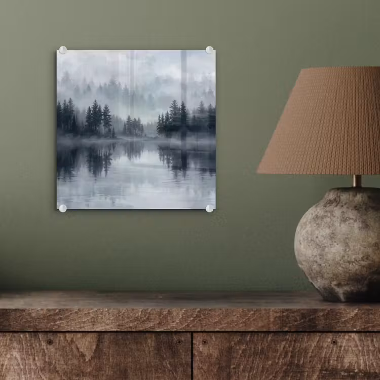 Bos - Meer - Mist - Natuur - Grijs plexiglas 5mm klein -sfeer3