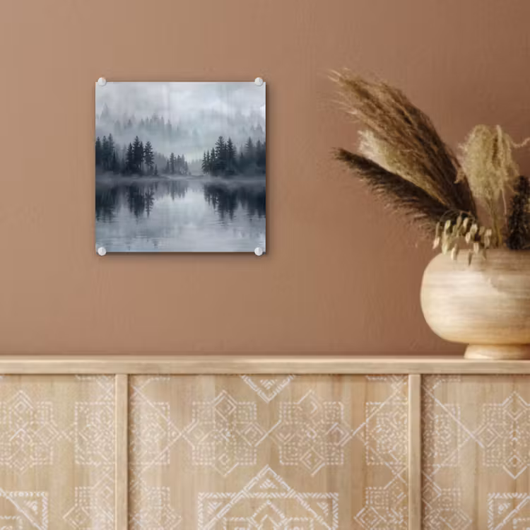 Bos - Meer - Mist - Natuur - Grijs plexiglas 5mm klein -sfeer5
