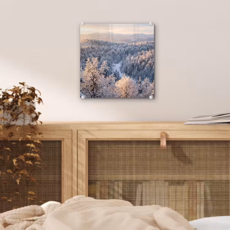 Bos - Bergen - Goud - Winter - Warm plexiglas 5mm klein -sfeer4