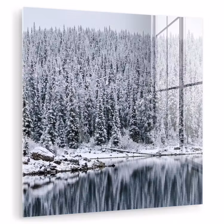 Bos - Reflectie - Meer - Winter - Serene plexiglas 5mm klein -zzzproduct_nieuw