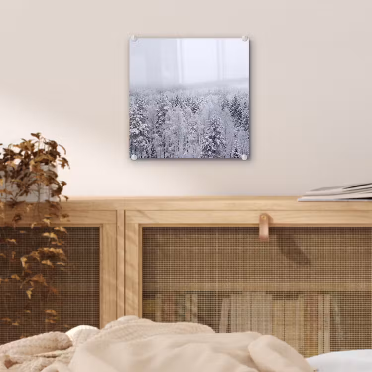 Bos - Sneeuw - Winter - Natuur - Wit plexiglas 5mm klein -sfeer4