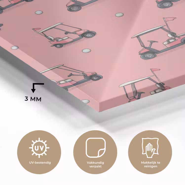 Golfkar - Retro - Roze plexiglas 5mm klein 11 -sfeer2