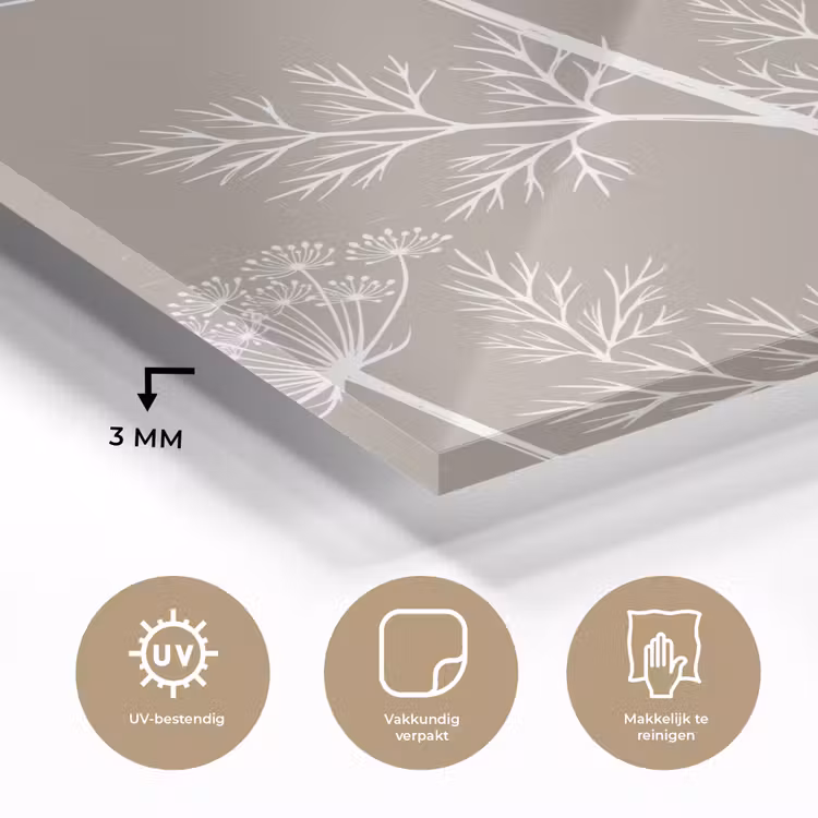 Grafisch - Fluitenkruid - Taupe plexiglas 5mm klein -sfeer2
