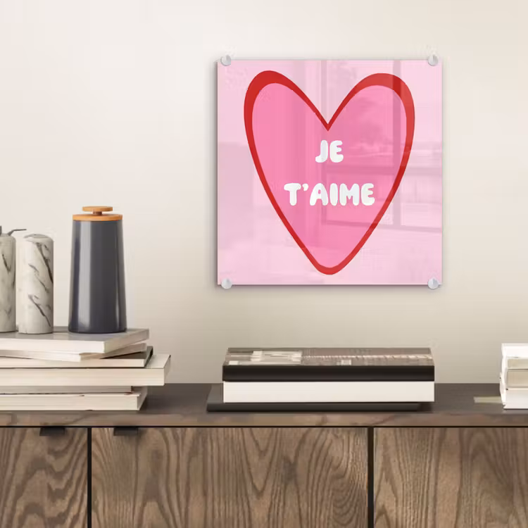 Hart - Frans - Valentijn - Roze plexiglas 5mm klein -sfeer1
