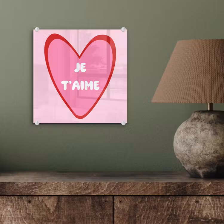 Hart - Frans - Valentijn - Roze plexiglas 5mm klein -sfeer3