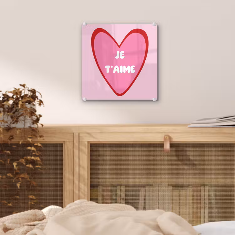Hart - Frans - Valentijn - Roze plexiglas 5mm klein -sfeer4