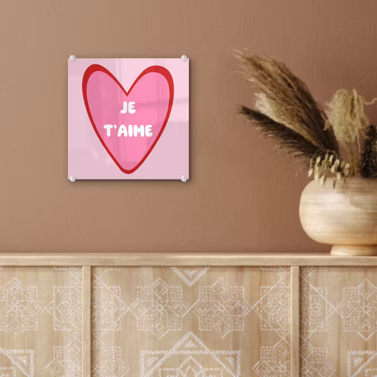 Hart - Frans - Valentijn - Roze plexiglas 5mm klein -sfeer5