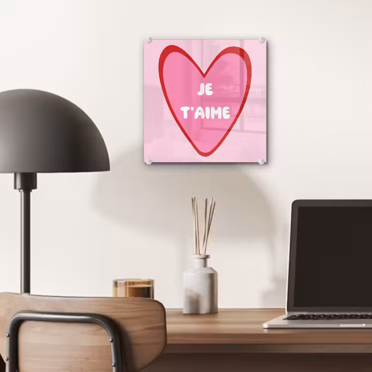 Hart - Frans - Valentijn - Roze plexiglas 5mm klein -sfeer6