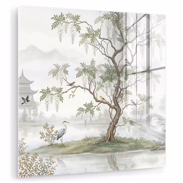 Reiger - Landschap - Groen plexiglas 5mm klein -zzzproduct_nieuw