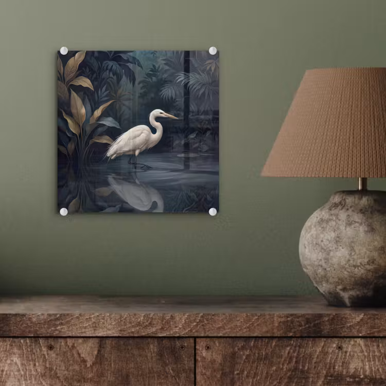 Reiger - Water - Natuur - Modern - Wit plexiglas 5mm klein -sfeer3
