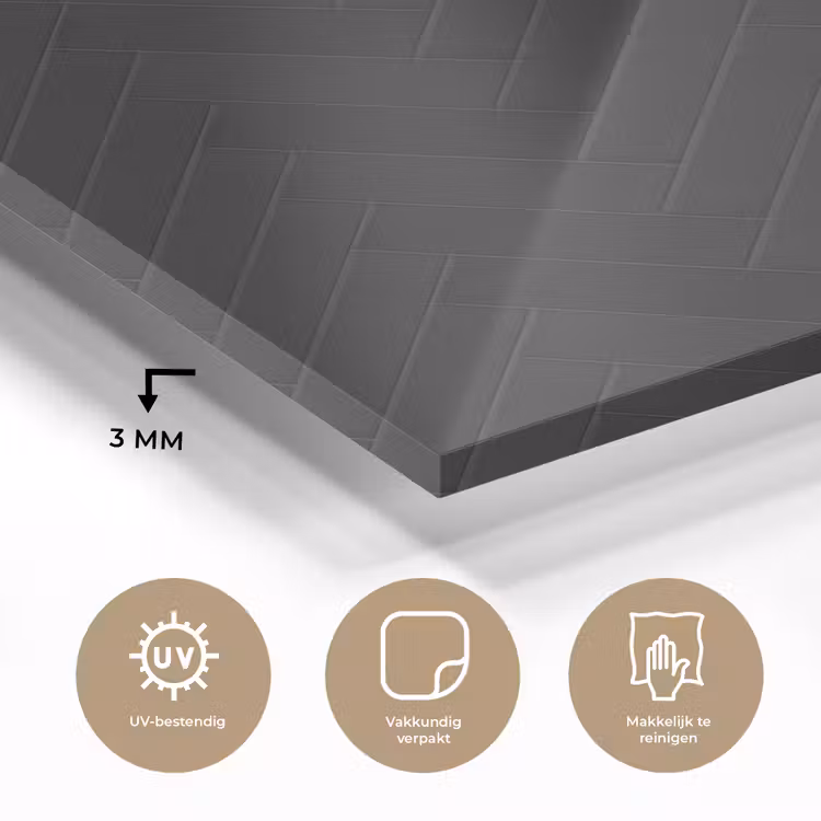 Visgraat - Wandtegel - Mat - Zwart plexiglas 5mm klein 11 -sfeer2
