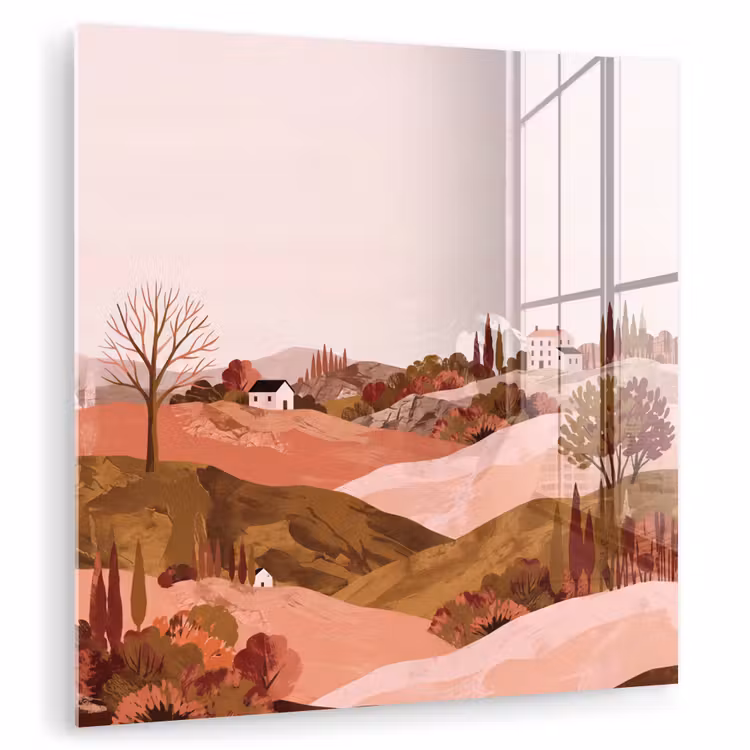 Heuvellandschap - Grafisch - Terracotta plexiglas 5mm klein -zzzproduct_nieuw