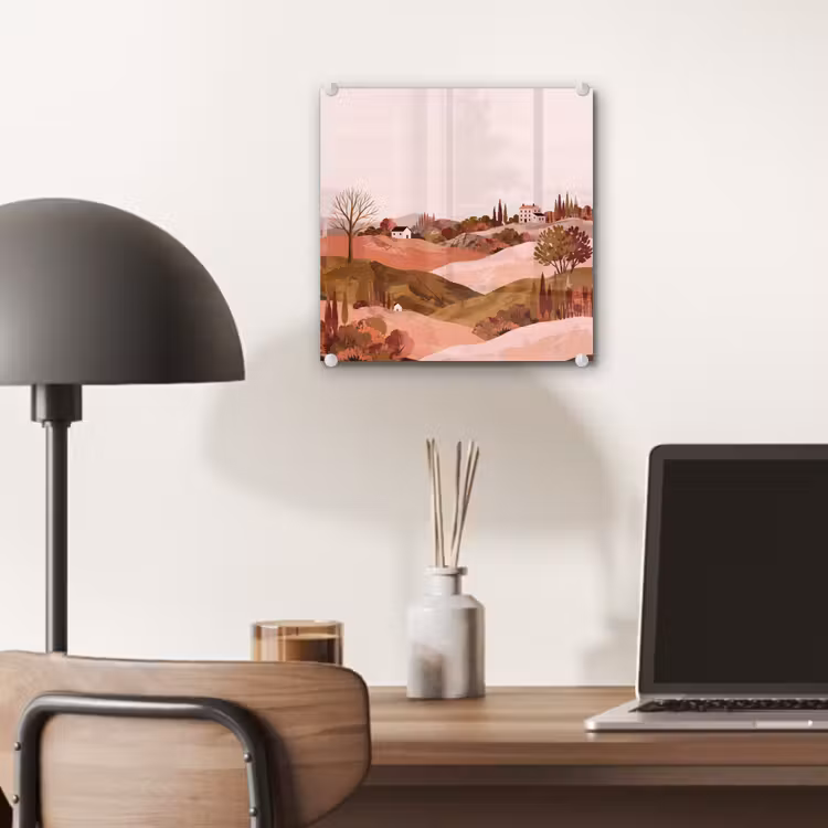 Heuvellandschap - Grafisch - Terracotta plexiglas 5mm klein -sfeer6