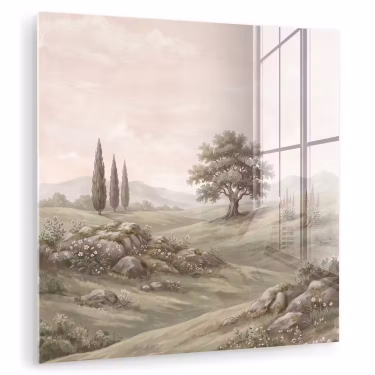 Heuvellandschap - Bomen - Natuur - Groen plexiglas 5mm klein -zzzproduct_nieuw