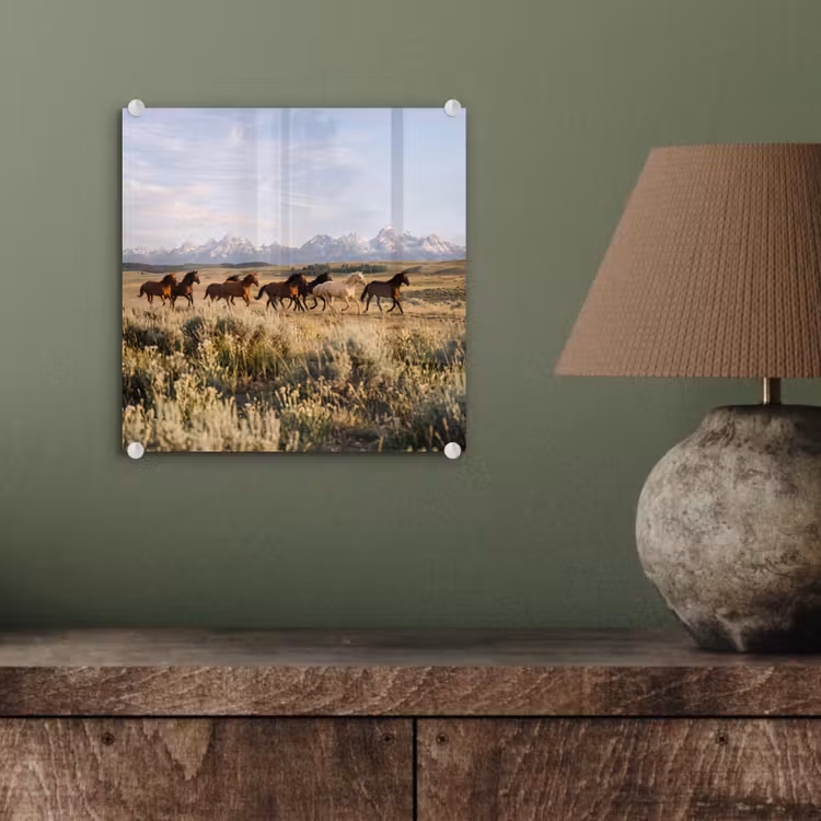 Paarden - Kudde - Bergen - Vrijheid - Wild plexiglas 5mm klein -sfeer3