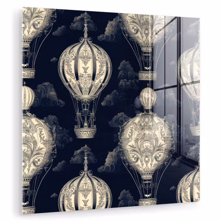 Luchtballonnen - Wolken - Patroon - Donkerblauw plexiglas 5mm klein 11 -zzzproduct_nieuw
