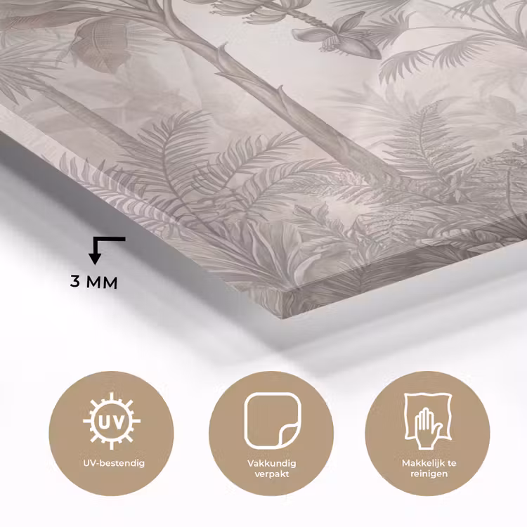 Jungle - Banenboom - Kolibrie - Beige plexiglas 5mm klein -sfeer2