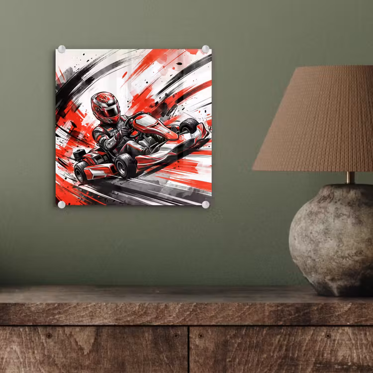 Kart - Coureur - Snelheid - Rood plexiglas 5mm klein -sfeer3