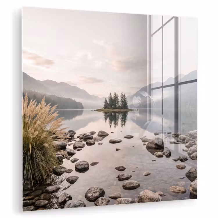 Meer - Bergen - Landschap - Groen plexiglas 5mm klein -zzzproduct_nieuw