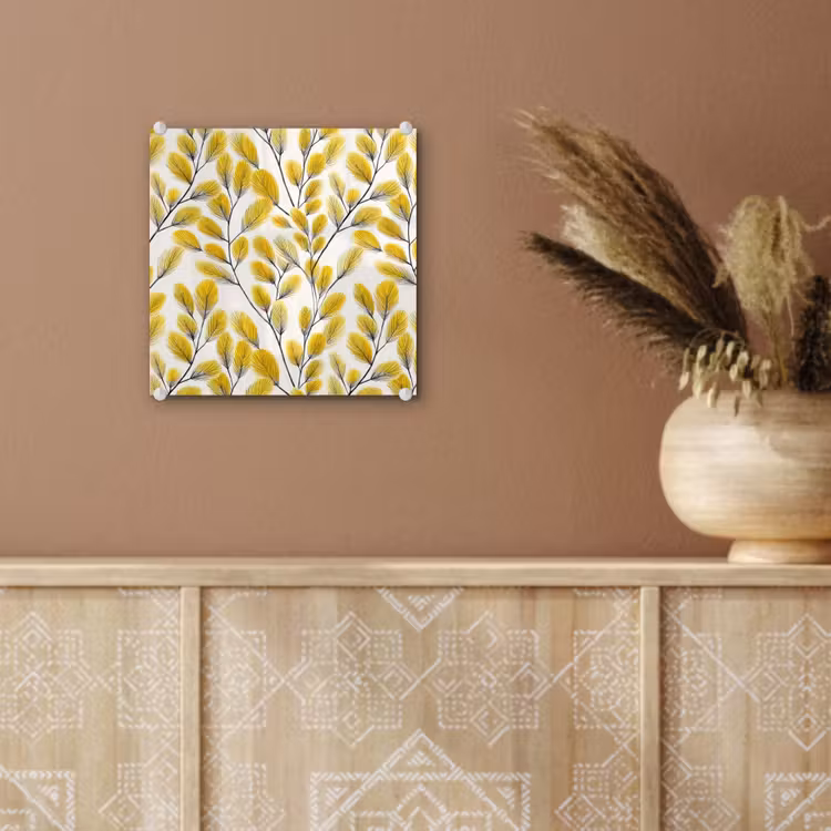 Bladeren - Botanisch - Elegant - Geel - Zwart plexiglas 5mm klein 11 -sfeer5