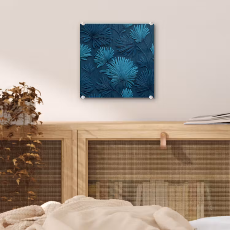 Bladeren - Reliëf - Patroon - Oceaanblauw - Modern plexiglas 5mm klein 11 -sfeer4