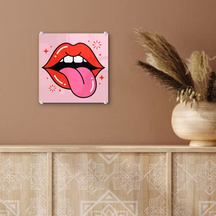 Lippen - Tong - Pop-art - Kleurrijk - Roze plexiglas 5mm klein -sfeer5