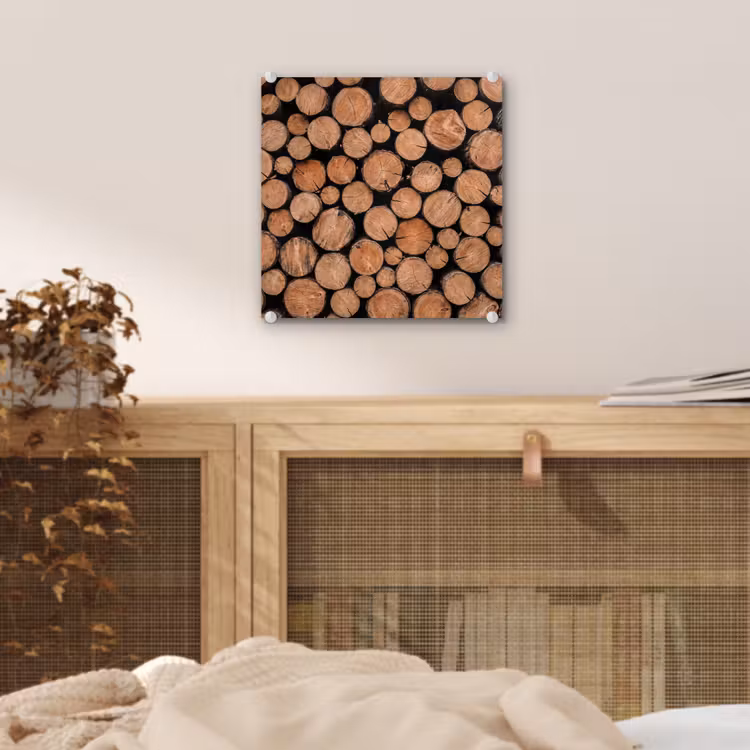 Houtblokken - Textuur - Patroon - Bruin - Rustiek plexiglas 5mm klein -sfeer4