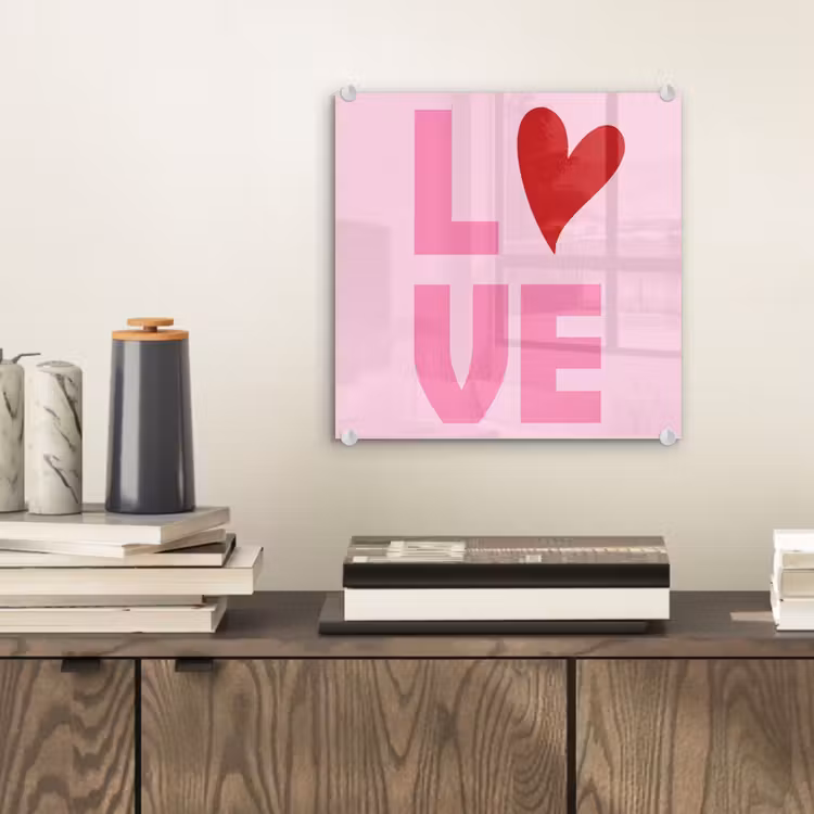 Love - Roze - Hart - Valentijn plexiglas 5mm klein -sfeer1
