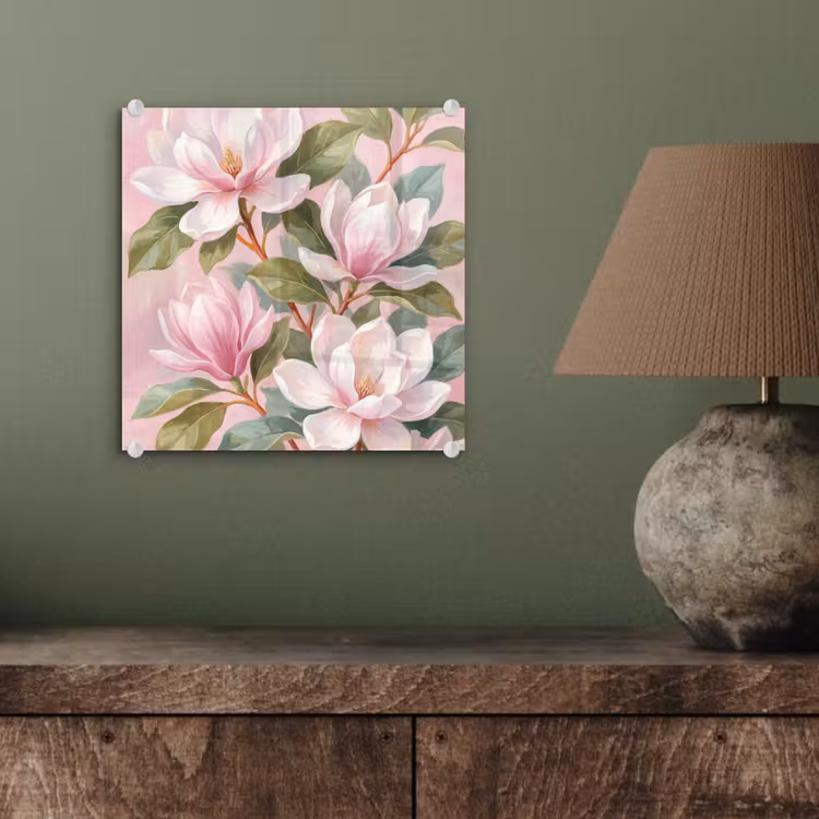 Magnolia's - Patroon - Roze plexiglas 5mm klein -sfeer3