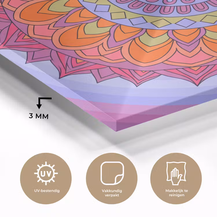 Mandala - Cirkel - Abstract - Kleurrijk - Patroon plexiglas 5mm klein -sfeer2