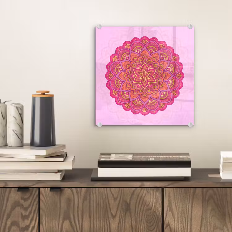 Mandala - Cirkel - Spiritueel - Oosters - Roze plexiglas 5mm klein -sfeer1