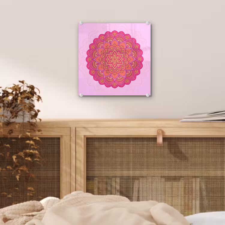 Mandala - Cirkel - Spiritueel - Oosters - Roze plexiglas 5mm klein -sfeer4