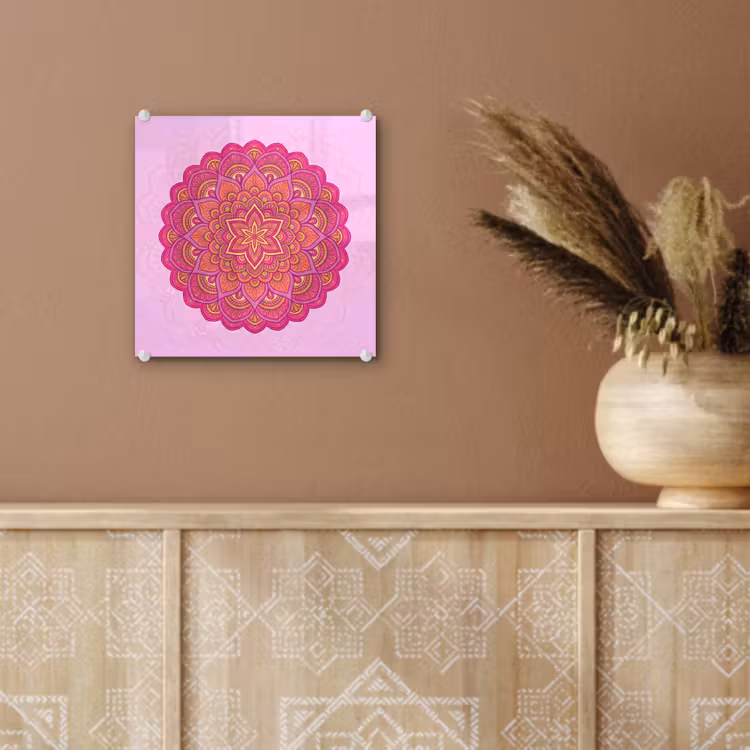 Mandala - Cirkel - Spiritueel - Oosters - Roze plexiglas 5mm klein -sfeer5