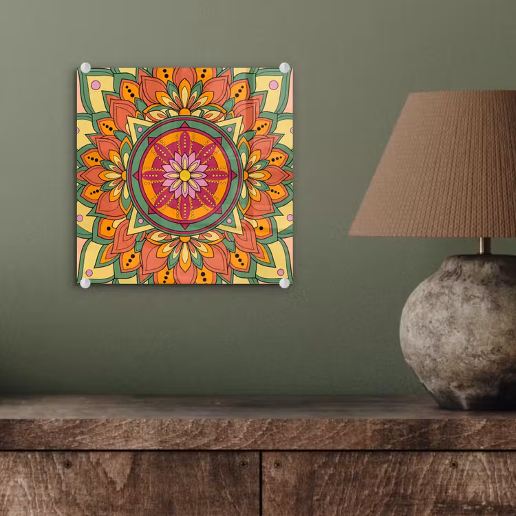 Mandala - Bloemen - Abstract - Kleurrijk plexiglas 5mm klein -sfeer3
