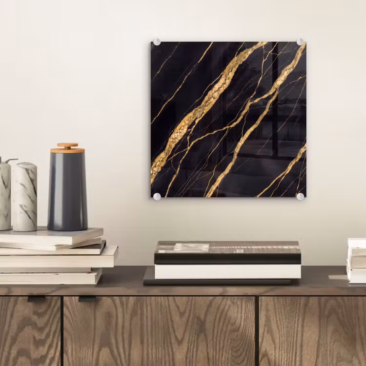 Marmer - Goud - Textuur - Abstract - Zwart plexiglas 5mm klein -sfeer1