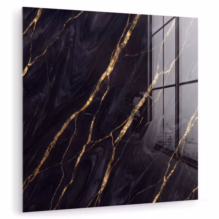 Marmer - Gouden aders - Abstract - Zwart plexiglas 5mm klein -zzzproduct_nieuw
