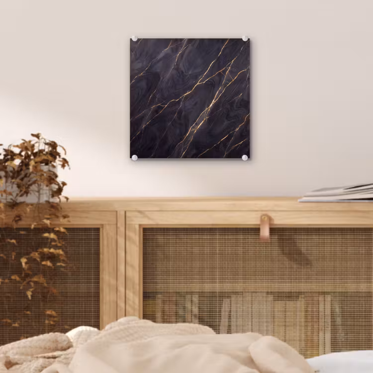 Marmer - Goudaders - Abstract - Modern - Zwart plexiglas 5mm klein -sfeer4